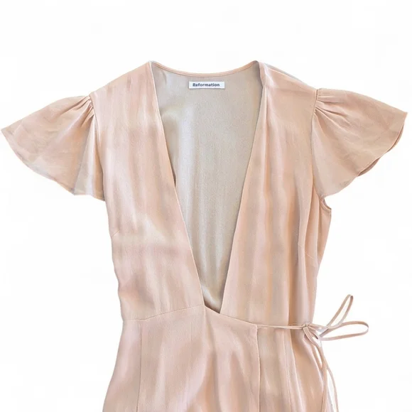 Reformation Rosie Wrap Maxi Dress | Plunge Neck High Slit Flutter‎ Sleeve NWOT M - Picture 7 of 11